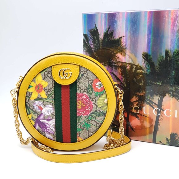 Gucci Handbags - 100% Authentic Gucci Ophidia GG Flora Round Mini Shoulder / Crossbody Bag